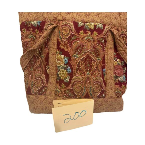 Tapestry Hobo Shoulder Bag Paisley Floral Quilted Zippered Tote Red Brown - Picture 6 of 6